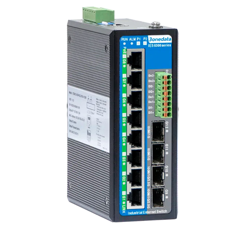 三旺IES6300-8GT2GS2HS-2P48工業(yè)級4光8電環(huán)網(wǎng)光纖交換機3onedata